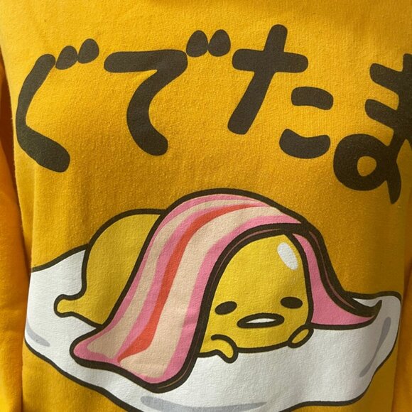GUDETAMA KAWAII SANRIO HOODIE THE LAZY EGG SWEATSHIRT SIZE MEDIUM - Picture 6 of 15
